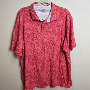 IZOD Saltwater Hawaiian Shirt Palm Tree Guitar Print Beach Coastal Size 2XL